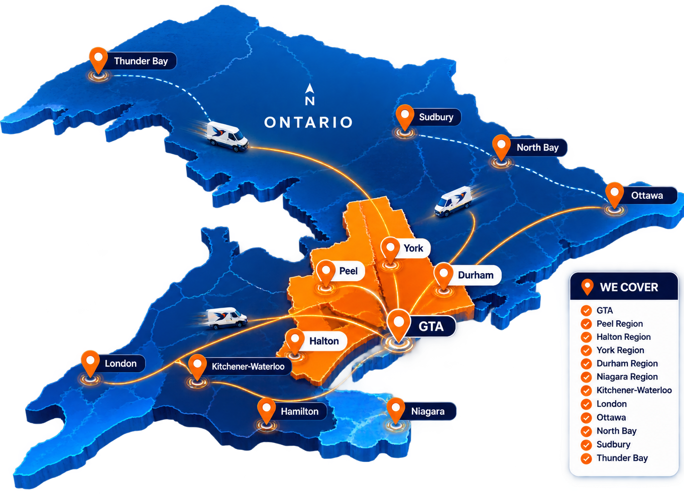 SwyftNest Ontario coverage and transportation routes